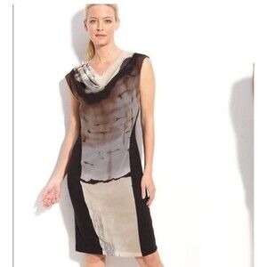 Ronen Chen Dress  Lined  Draped Lightweight Sz 2